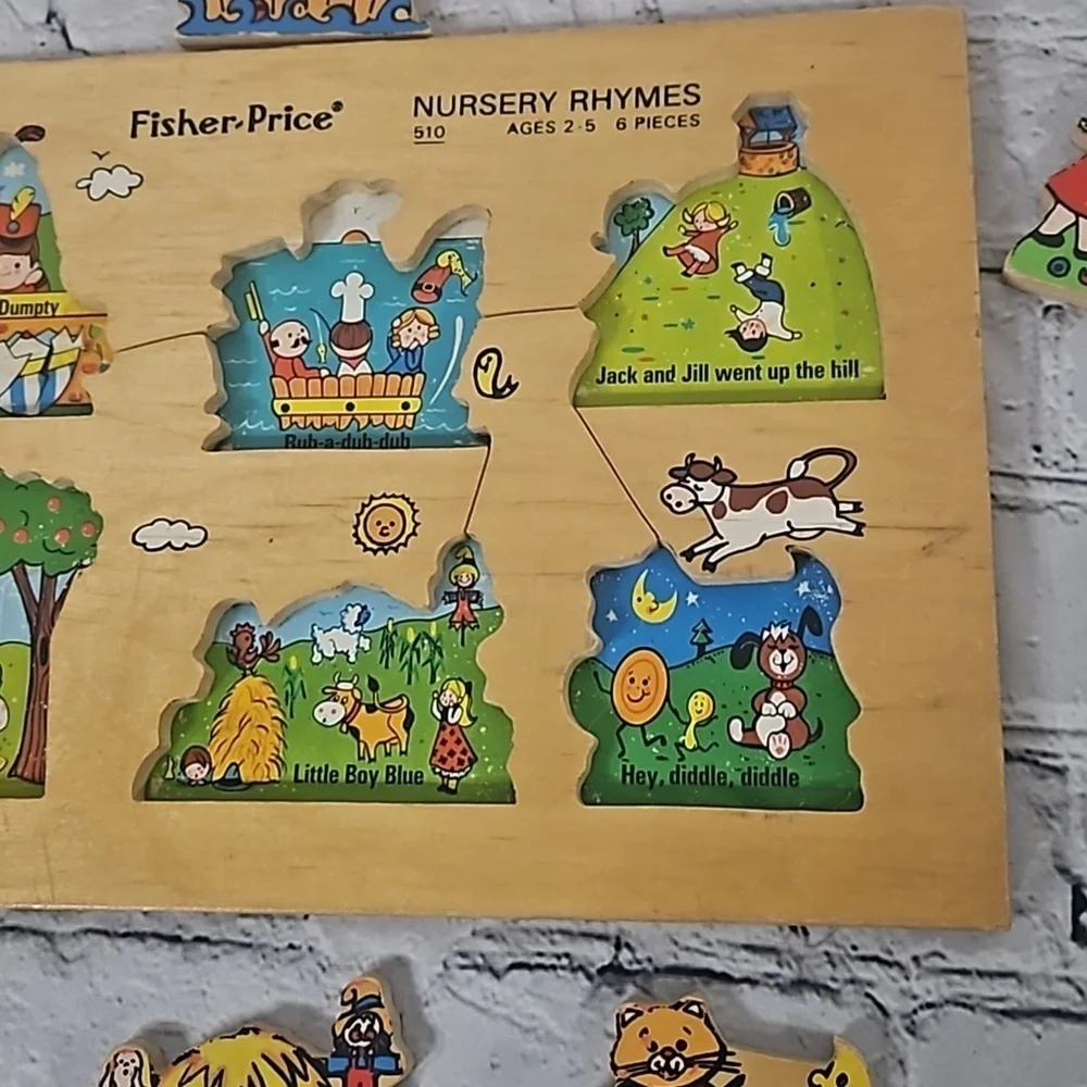 Vintage wooden fisher price nursery rhyme puzzle